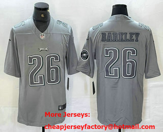 Men's Philadelphia Eagles #26 Saquon Barkley Grey With Patch Atmosphere Fashion Limited Stitched Jersey