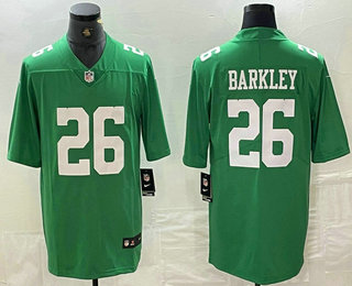 Men's Philadelphia Eagles #26 Saquon Barkley Light Green 2021 Vapor Stitched Nike Limited Jersey 12