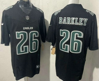 Men's Philadelphia Eagles #26 Saquon Barkley Limited Black Fashion FUSE Vapor Jersey