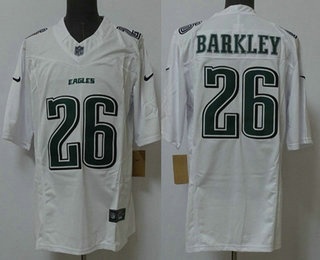 Men's Philadelphia Eagles #26 Saquon Barkley White 2024 FUSE Vapor Limited Throwback Stitched Jersey