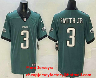 Men's Philadelphia Eagles #3 Nolan Smith Jr Limited Midnight Green Vapor Jersey
