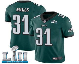 Men's Philadelphia Eagles #31 Jalen Mills Midnight Green 2018 Super Bowl LII Patch Vapor Untouchable Stitched NFL Nike Limited Jersey