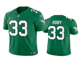 Men's Philadelphia Eagles #33 Bradley Roby Green 2023 FUSE Throwback Vapor Limited Stitched Jersey