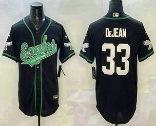 Men's Philadelphia Eagles #33 Cooper DeJean Black Cool Base Stitched Baseball Jersey