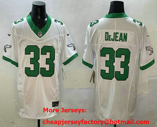 Men's Philadelphia Eagles #33 Cooper DeJean White Vapor Limited Throwback Stitched Jersey