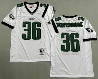 Men's Philadelphia Eagles #36 Brian Westbrook White 2003 Throwback Jersey