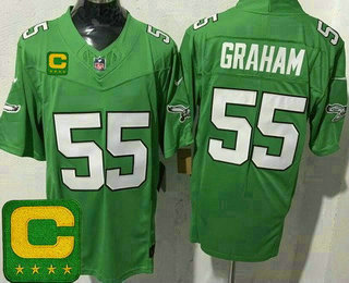 Men's Philadelphia Eagles #55 Brandon Graham Limited Kelly Green C Patch FUSE Vapor Jersey