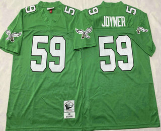 Men's Philadelphia Eagles #59 Seth Joyner Kelly Green 1990 Throwback Jersey