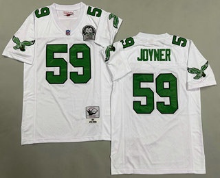 Men's Philadelphia Eagles #59 Seth Joyner White 1990 Throwback Jersey