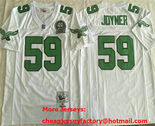 Men's Philadelphia Eagles #59 Seth Joyner White 1990 Throwback Jersey