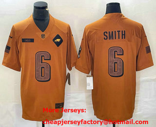 Men's Philadelphia Eagles #6 DeVonta Smith Brown 2023 Salute To Service Limited Stitched Jersey