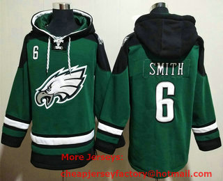 Men's Philadelphia Eagles #6 DeVonta Smith Green Ageless Must Have Lace Up Pullover Hoodie