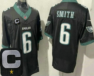 Men's Philadelphia Eagles #6 DeVonta Smith Limited Black C Patch FUSE Vapor Jersey