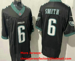 Men's Philadelphia Eagles #6 DeVonta Smith Limited Black FUSE Vapor Jersey