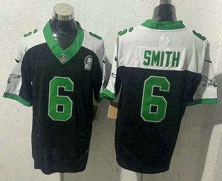 Men's Philadelphia Eagles #6 DeVonta Smith Limited Black Thanksgiving FUSE Vapor Jersey