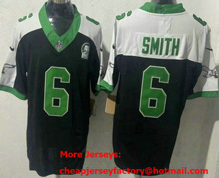 Men's Philadelphia Eagles #6 DeVonta Smith Limited Black Thanksgiving FUSE Vapor Jersey