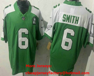 Men's Philadelphia Eagles #6 DeVonta Smith Limited Kelly Green Thanksgiving FUSE Vapor Jersey