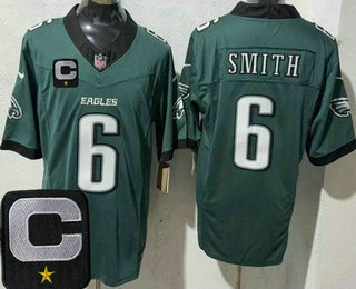Men's Philadelphia Eagles #6 DeVonta Smith Limited Midnight Green C Patch FUSE Vapor Jersey