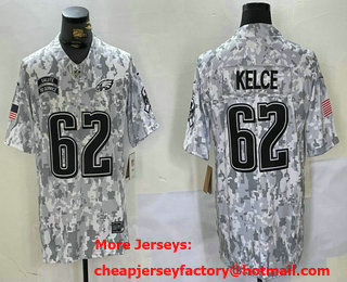 Men's Philadelphia Eagles #62 Jason Kelce Arctic Camo 2024 FUSE Salute to Service Limited Stitched Jersey