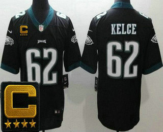 Men's Philadelphia Eagles #62 Jason Kelce Limited Black C Patch Vapor Jersey
