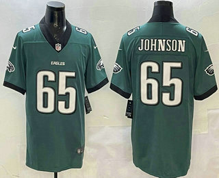 Men's Philadelphia Eagles #65 Lane Johnson Midnight Green Vapor Limited Jersey