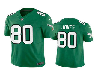 Men's Philadelphia Eagles #80 Julio Jones Green 2023 FUSE Throwback Vapor Limited Stitched Jersey