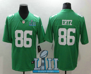 Men's Philadelphia Eagles #86 Zach Ertz Light Green 2018 Super Bowl LII Patch Vapor Untouchable Stitched NFL Nike Limited Jersey