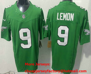 Men's Philadelphia Eagles #9 Makai Lemon Limited Kelly Green FUSE Vapor Jersey