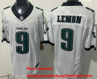 Men's Philadelphia Eagles #9 Makai Lemon Limited White FUSE Vapor Jersey