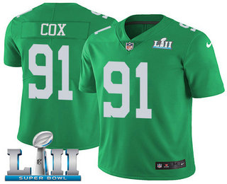 Men's Philadelphia Eagles #91 Fletcher Cox Light Green 2018 Super Bowl LII Patch Vapor Untouchable Stitched NFL Nike Limited Jersey