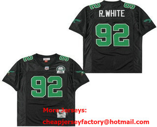 Men's Philadelphia Eagles #92 Reggie White Black 1992 Throwback Jersey