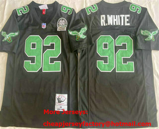 Men's Philadelphia Eagles #92 Reggie White Black 1992 Throwback Jersey