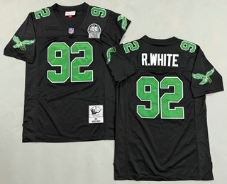 Men's Philadelphia Eagles #92 Reggie White Black 1992 Throwback Jersey