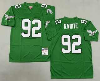 Men's Philadelphia Eagles #92 Reggie White Kelly Green 1990 Throwback Jersey