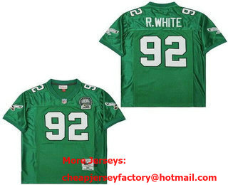 Men's Philadelphia Eagles #92 Reggie White Kelly Green 1992 Throwback Jersey