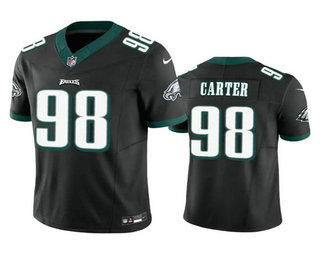 Men's Philadelphia Eagles #98 Jalen Carter Black 2023 FUSE Vapor Limited Stitched Jersey
