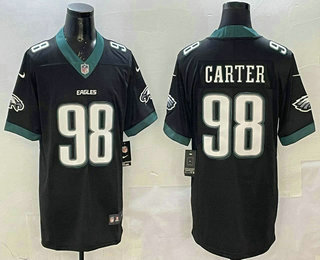 Men's Philadelphia Eagles #98 Jalen Carter Black Vapor Limited Jersey