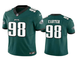 Men's Philadelphia Eagles #98 Jalen Carter Green 2023 FUSE Vapor Limited Stitched Jersey