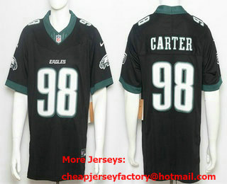 Men's Philadelphia Eagles #98 Jalen Carter Limited Black FUSE Jersey