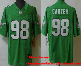 Men's Philadelphia Eagles #98 Jalen Carter Limited Kelly Green FUSE Vapor Jersey