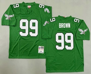 Men's Philadelphia Eagles #99 Jerome Brown Kelly Green 1990 Throwback Jersey