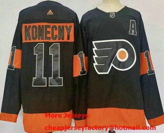 Men's Philadelphia Flyers #11 Travis Konecny Black Alternate Authentic Jersey