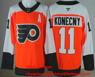 Men's Philadelphia Flyers #11 Travis Konecny Orange Authentic Jersey