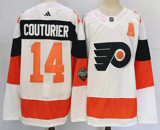 Men's Philadelphia Flyers #14 Sean Couturier White 2024 Stadium Series Stitched Jersey