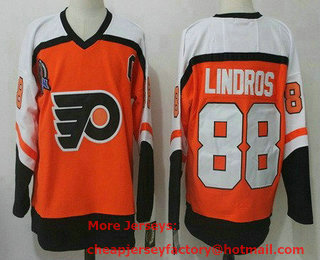 Men's Philadelphia Flyers #88 Eric Lindros Orange Throwback Jersey