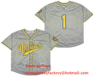 Men's Philadelphia Phillies #1 Chuck Klein Gray 1938 Throwback Jersey