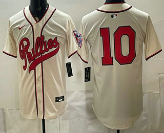 Men's Philadelphia Phillies #10 JT Realmuto Cream 2026 Field of Dreams Stadium Stitched Jersey