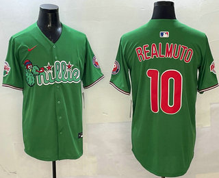 Men's Philadelphia Phillies #10 JT Realmuto Green Fashion Cool Base Jersey