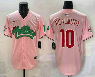 Men's Philadelphia Phillies #10 JT Realmuto Pink Fashion Limited Jersey