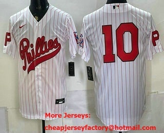 Men's Philadelphia Phillies #10 JT Realmuto White 2026 Field of Dreams Stadium Stitched Jersey